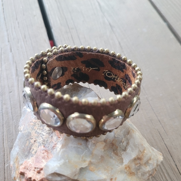 Betsy Johnson Jeweled Leather Cuff - Picture 3 of 6